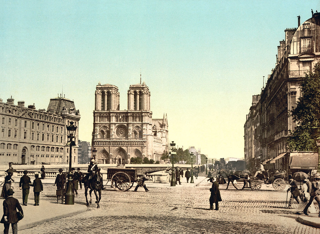 Notre Dame de Paris,old photo,19th century