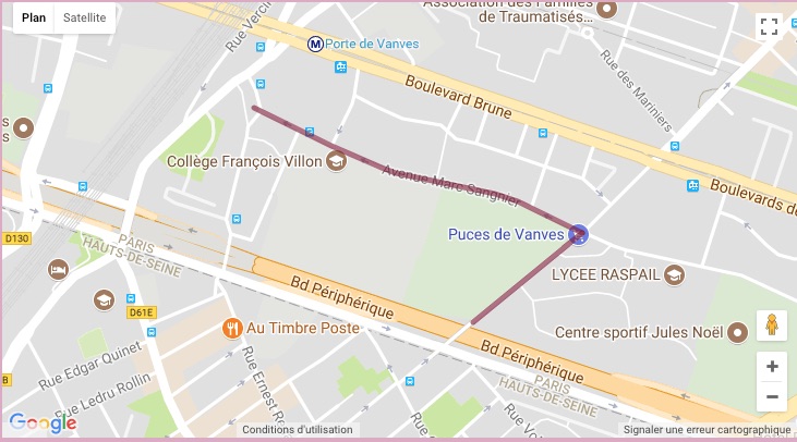 Carte marché aux puces Vanves