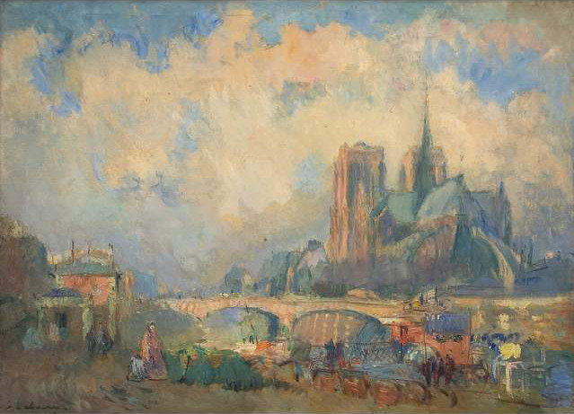 Le Pont de l'Archevêché et Notre-Dame, vus du quai de la Tournelle 1894 - Albert Lebourg