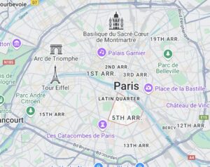 Carte de Paris avec emplacement du 5ème arrondissement de Paris