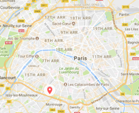 Carte Paris avec repère pour le marché de Vanves